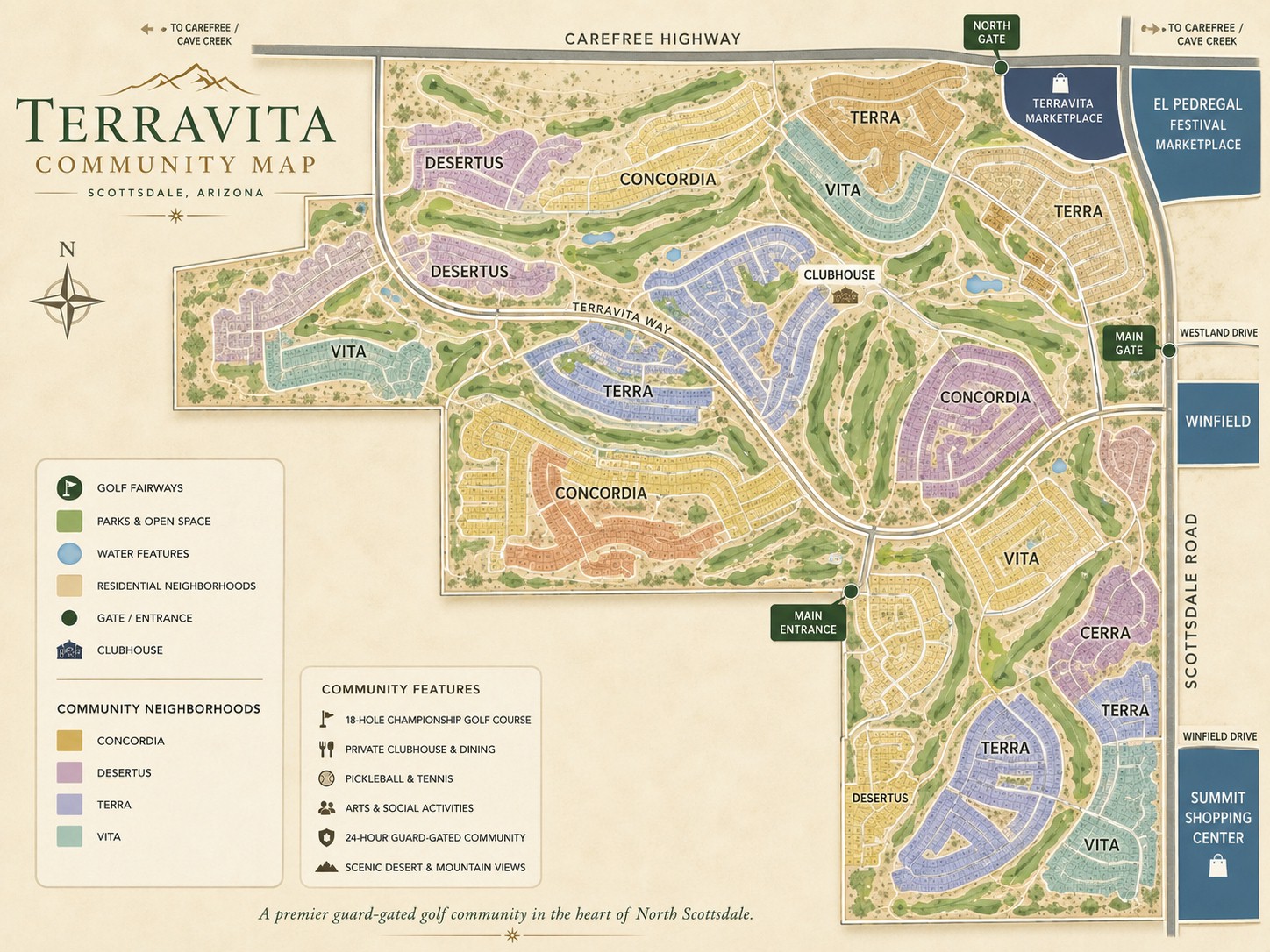Terravita Golf and Country Club community map in Scottsdale Arizona